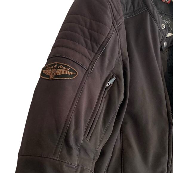 Mens Street & Steel Black Padded Full Zip Biker Bomber Jacket Size Medium - Picture 15 of 16